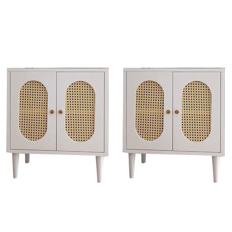 Contemporary Lower Shelf Nightstand Rattan Bedside Cabinet for Bedroom