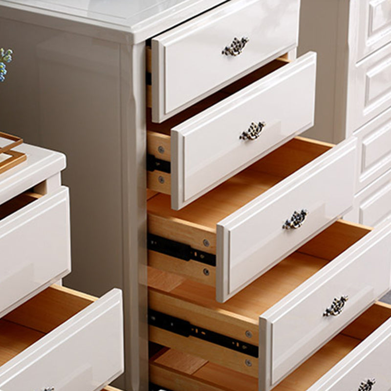 17.5" W Modern Storage Chest Dresser White Rubber Wood Storage Chest with Drawers
