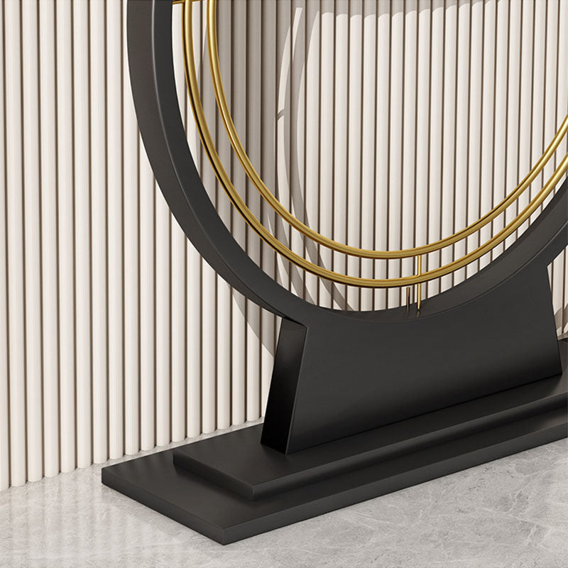 Contemporary Iron Console Sofa Table Stone Half Moon End Table for Hall