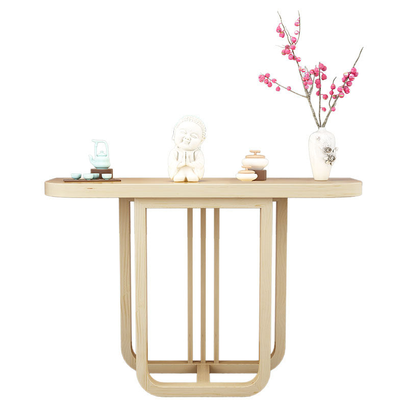 Pine Half Moon Console Table Mid-Century Modern 14" W Accent Table for Hall