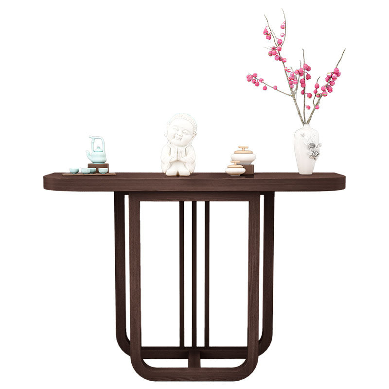 Pine Half Moon Console Table Mid-Century Modern 14" W Accent Table for Hall