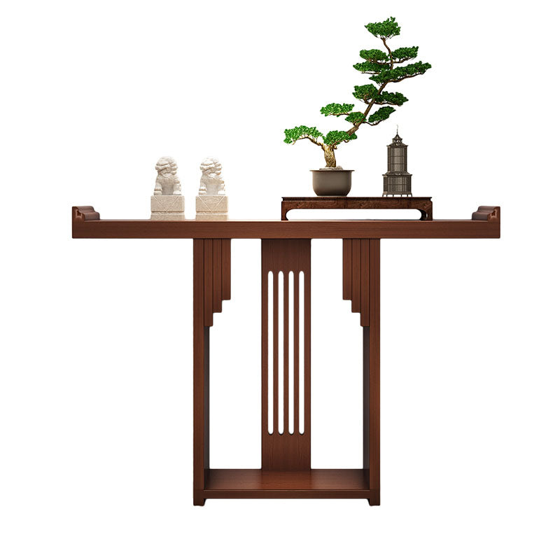 Pine Rectangle Console Table Mid-Century Modern 12" W Accent Table for Hall