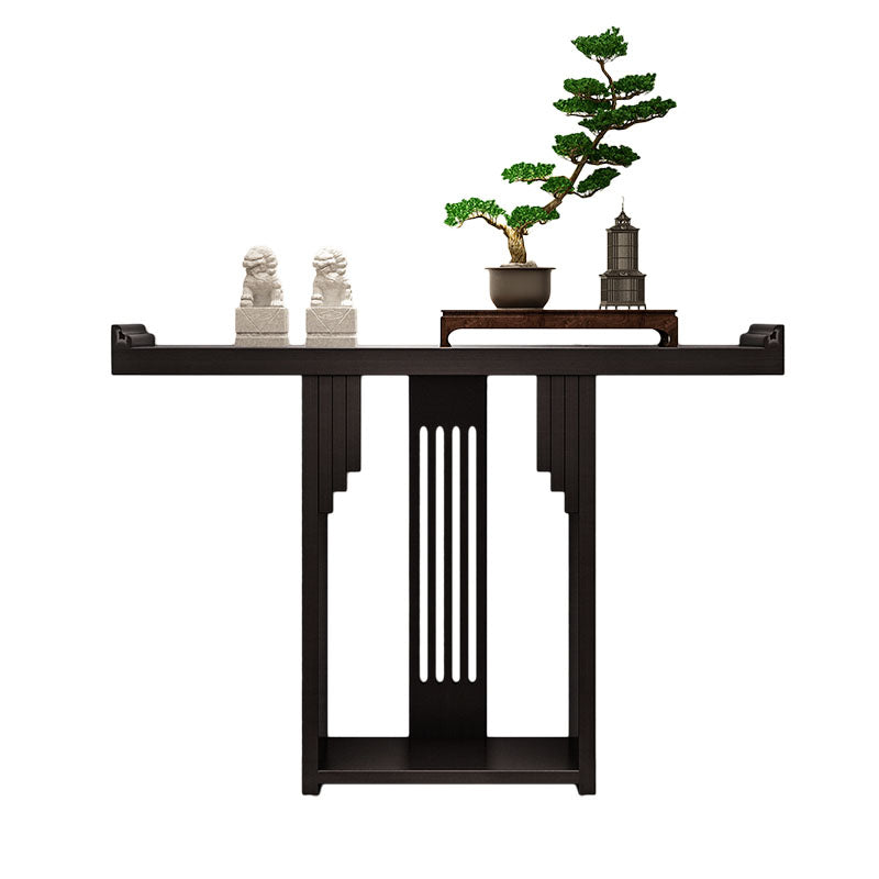 Pine Rectangle Console Table Mid-Century Modern 12" W Accent Table for Hall