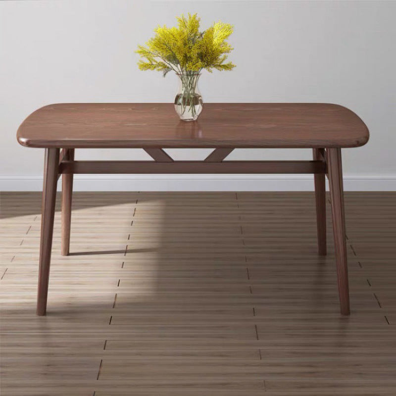 Rectangular Solid Wood Dining Table Modern Furniture with 4 Legs in Matte Finish