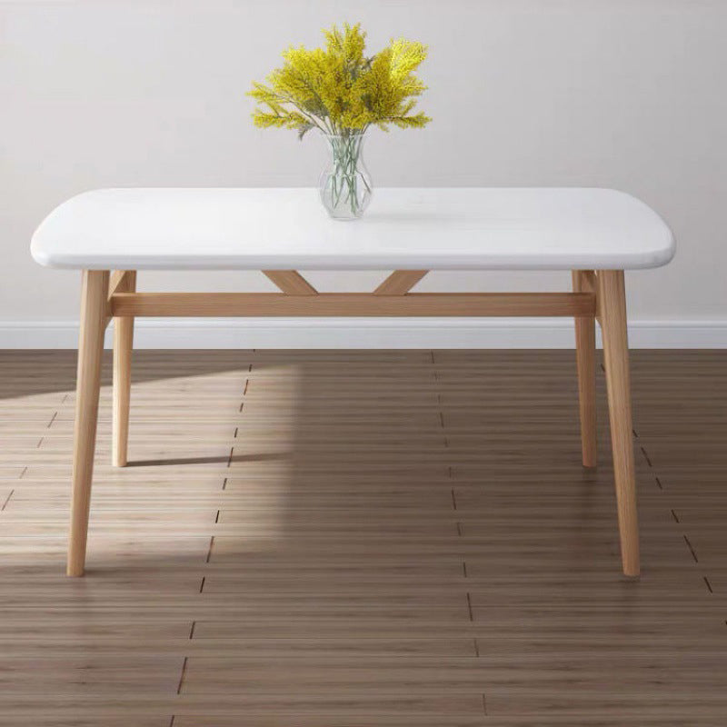 Rectangular Solid Wood Dining Table Modern Furniture with 4 Legs in Matte Finish