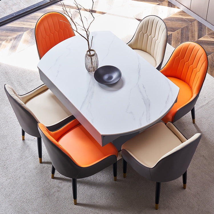 Round Sintered Stone Dining Table Modern Extendable Furniture with Steel Base