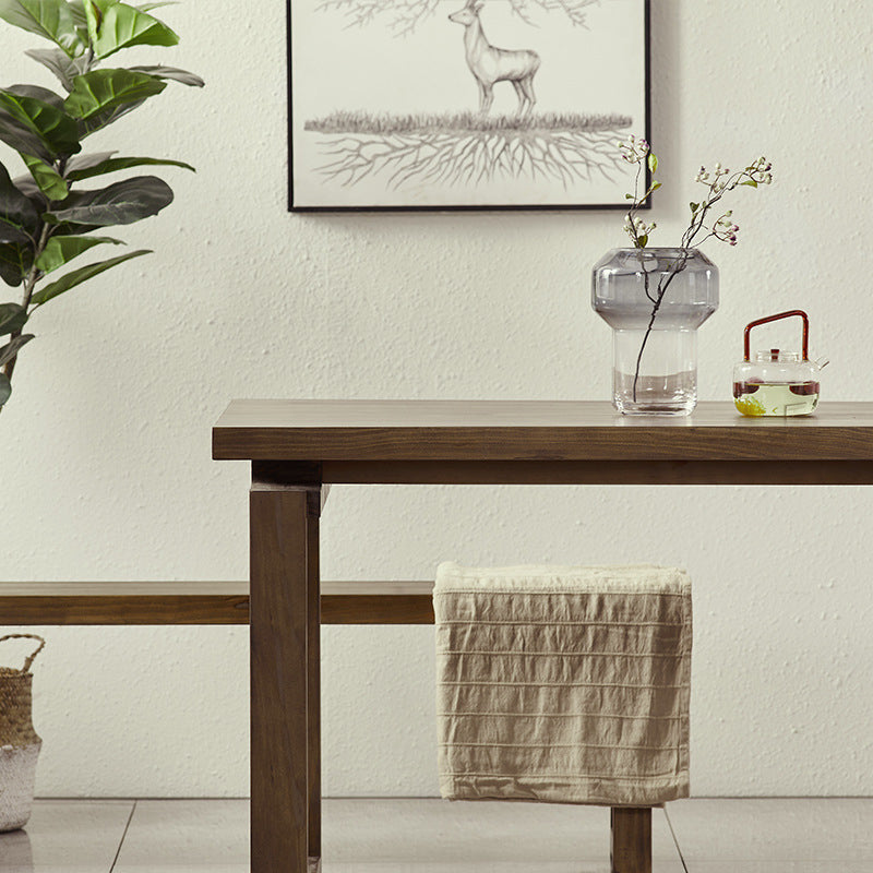 Rectangular Solid Wood Brown Table Modern Furniture with Double Pedestal
