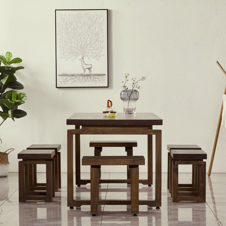 Rectangular Solid Wood Brown Table Modern Furniture with Double Pedestal