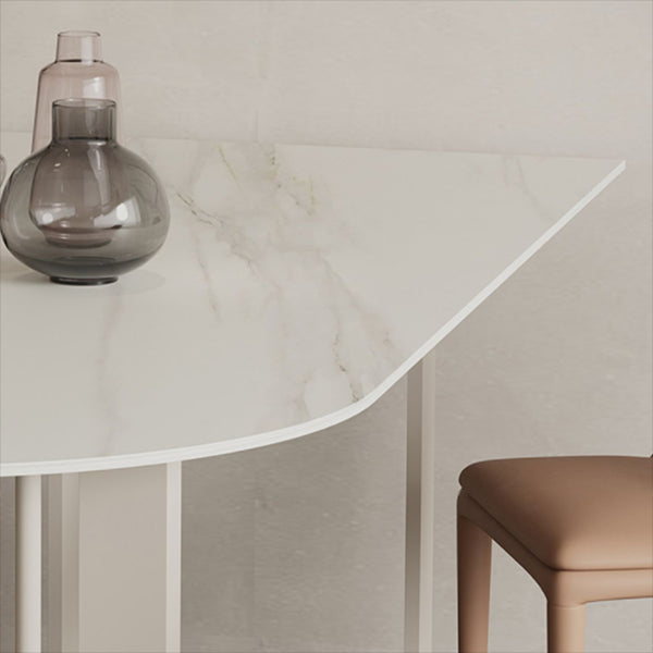 Double Pedestal Dining Table Modern Stone Dining Table for Kitchen