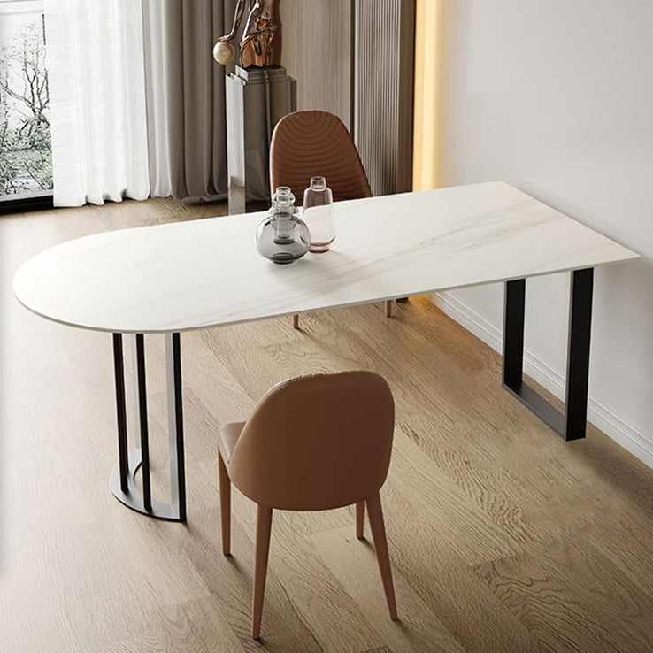 Double Pedestal Dining Table Modern Stone Dining Table for Kitchen