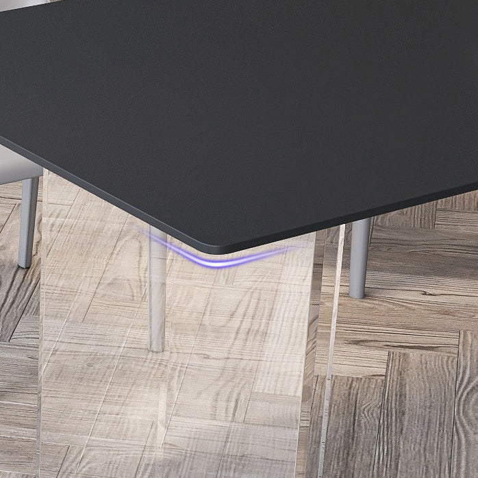 Rectangular Stone Dining Table Modern White-black Furniture with Acrylic Double Pedestal