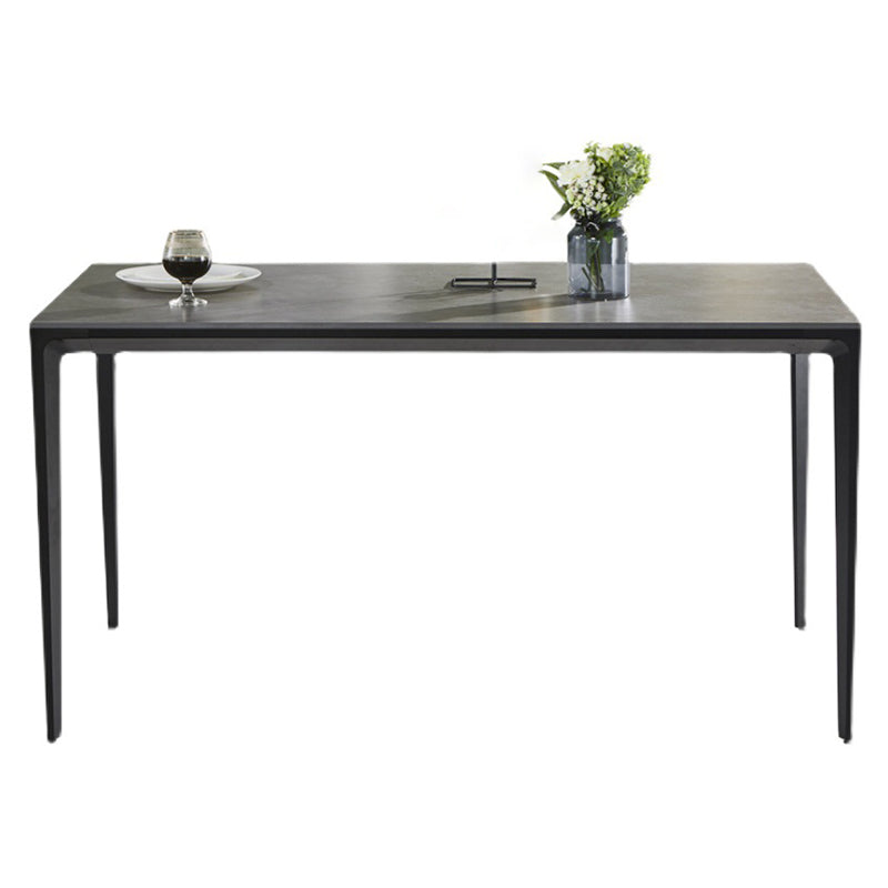 Rectangular Stone Dining Table Modern 4 Legs Furniture in Matte Finish for Indoor