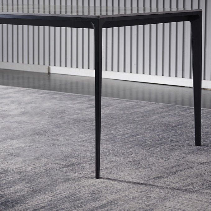 Rectangular Stone Dining Table Modern 4 Legs Furniture in Matte Finish for Indoor