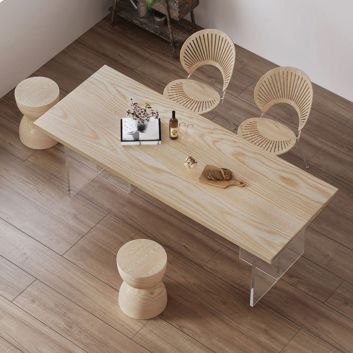 Solid Wood Dining Table Traditional Luxury Dining Table with Double Pedestal Base