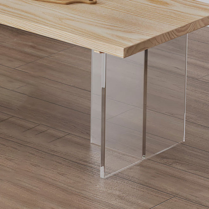 Solid Wood Dining Table Traditional Luxury Dining Table with Double Pedestal Base