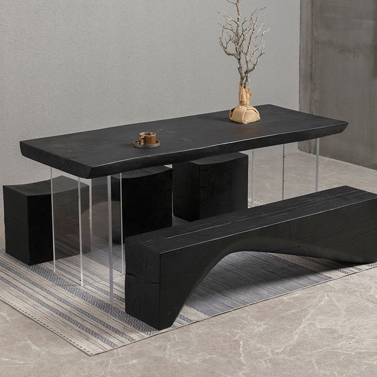 Wood Top Dining Table Traditional Luxury Table with Double Pedestal Base