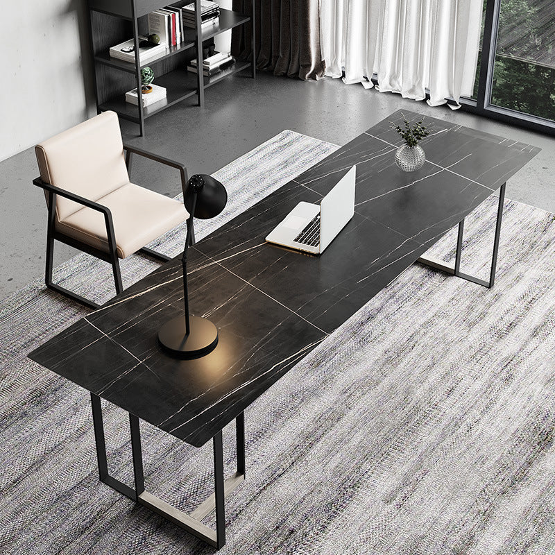 Rectangle Dining Table Contemporary Table with Double Pedestal Base
