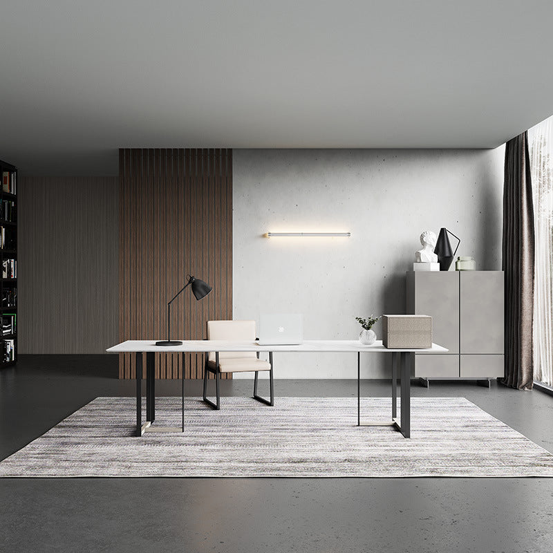 Rectangle Dining Table Contemporary Table with Double Pedestal Base