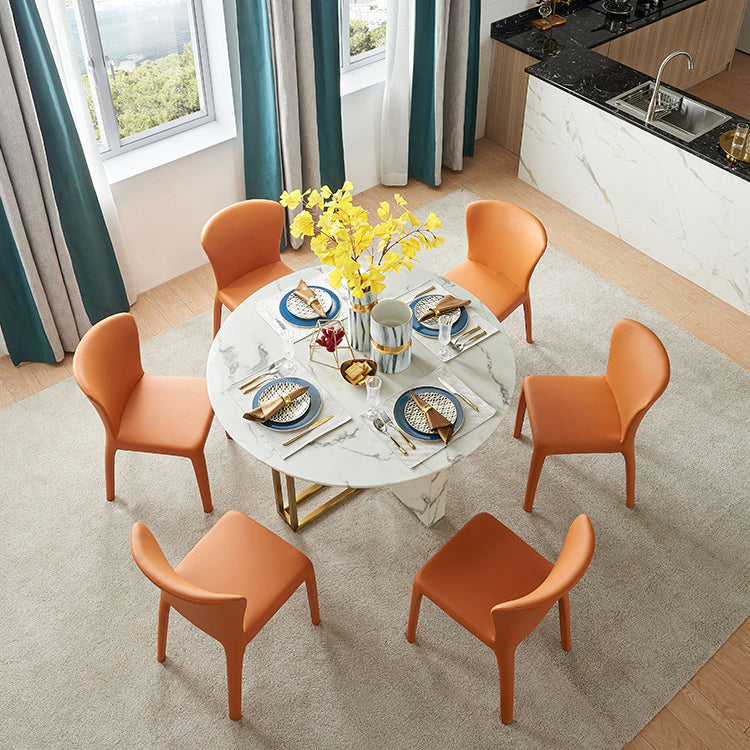 Matte Finish Solid Back Chair for Dining Room Faux Leather Contemporary Dining Chair