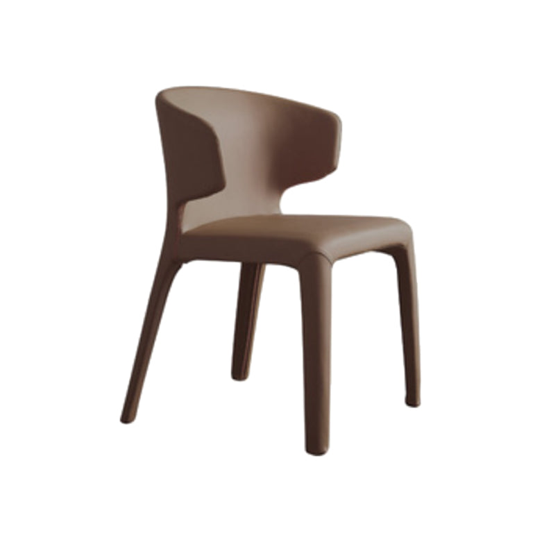 Matte Finish Solid Back Chair for Dining Room Faux Leather Contemporary Dining Chair