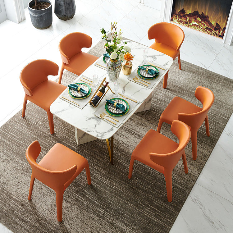 Matte Finish Solid Back Chair for Dining Room Faux Leather Contemporary Dining Chair