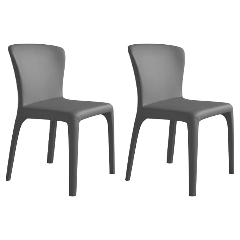 Matte Finish Solid Back Chair for Dining Room Faux Leather Contemporary Dining Chair