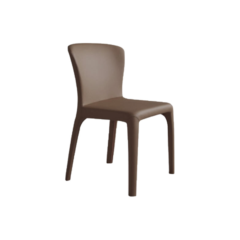 Matte Finish Solid Back Chair for Dining Room Faux Leather Contemporary Dining Chair