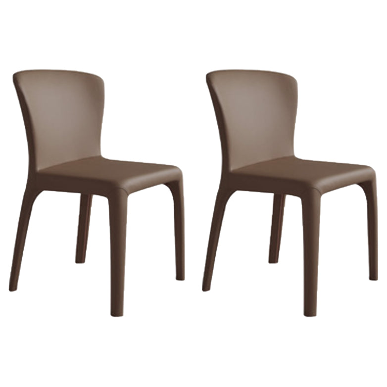 Matte Finish Solid Back Chair for Dining Room Faux Leather Contemporary Dining Chair