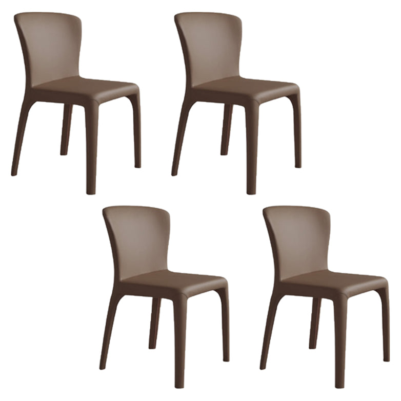 Matte Finish Solid Back Chair for Dining Room Faux Leather Contemporary Dining Chair