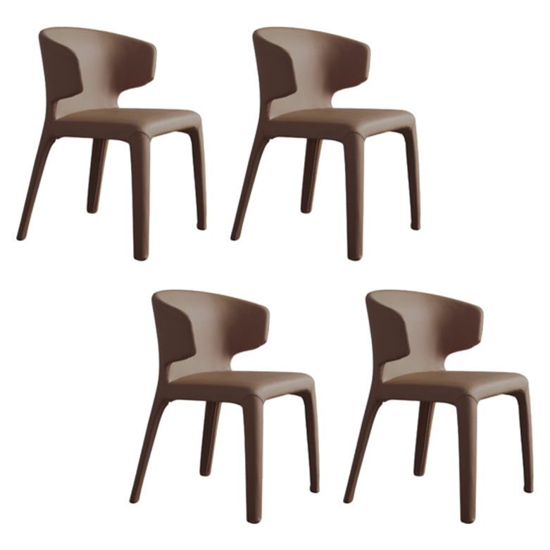 Matte Finish Solid Back Chair for Dining Room Faux Leather Contemporary Dining Chair