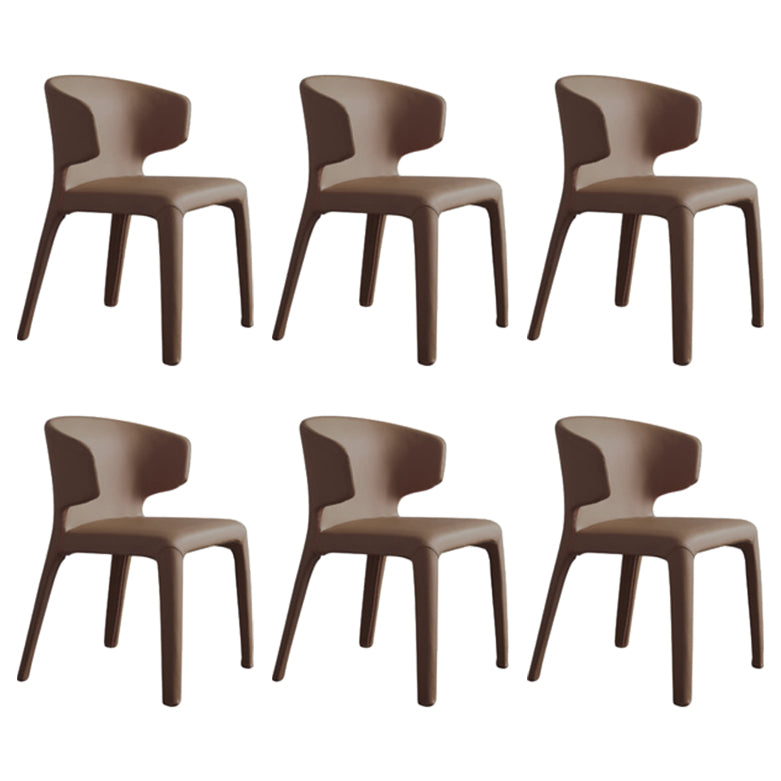Matte Finish Solid Back Chair for Dining Room Faux Leather Contemporary Dining Chair