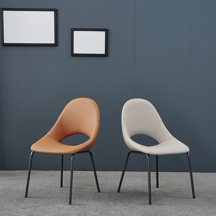 Industrial Dining Chair with Metal Legs Open Back Side Chair for Home