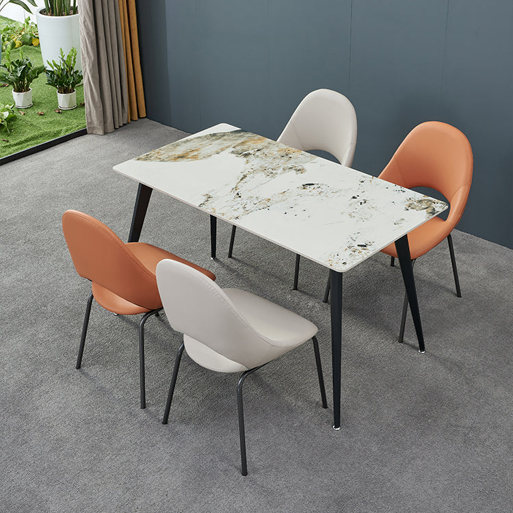 Industrial Dining Chair with Metal Legs Open Back Side Chair for Home