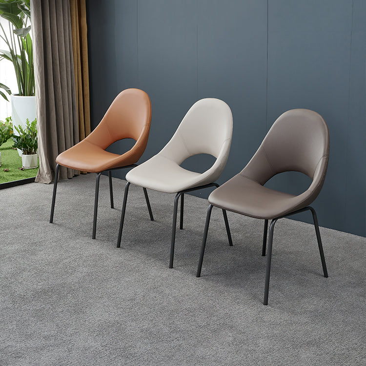 Industrial Dining Chair with Metal Legs Open Back Side Chair for Home