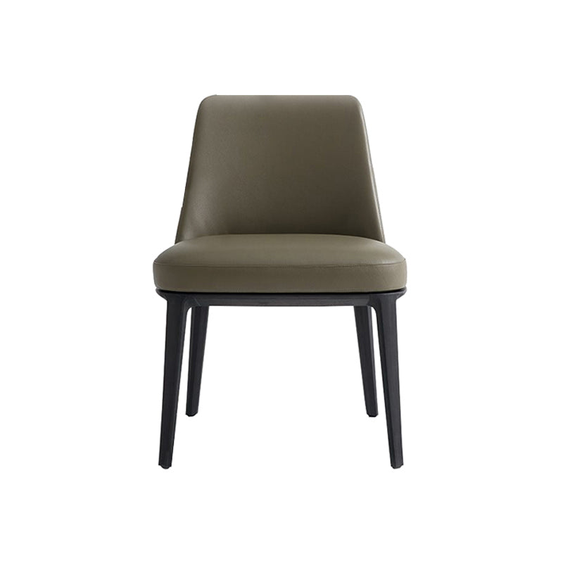 Upholstered Dining Accent Chair Faux Leather and Solid Wood Dining Room Chair