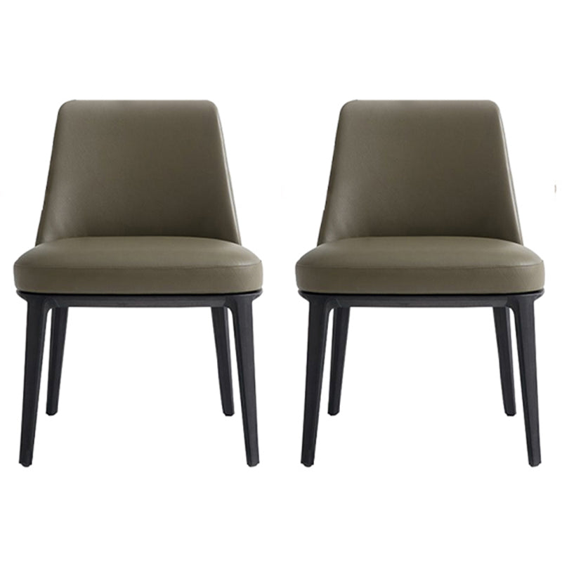 Upholstered Dining Accent Chair Faux Leather and Solid Wood Dining Room Chair