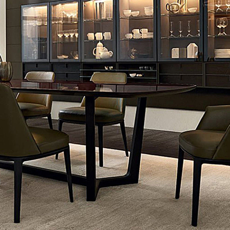 Upholstered Dining Accent Chair Faux Leather and Solid Wood Dining Room Chair