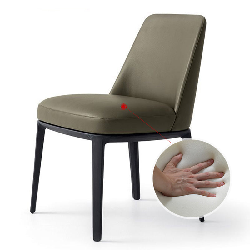 Upholstered Dining Accent Chair Faux Leather and Solid Wood Dining Room Chair