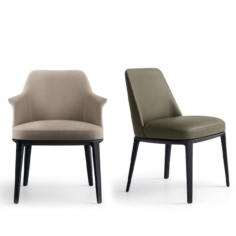 Upholstered Dining Accent Chair Faux Leather and Solid Wood Dining Room Chair