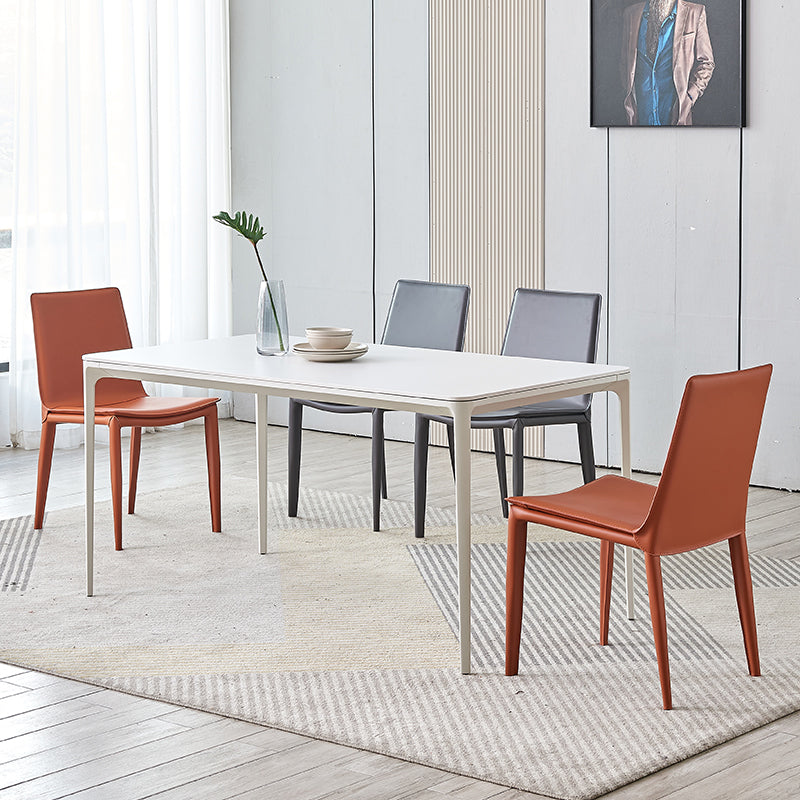 Metal Modern Indoor Side Chair Solid Back Dining Chair with 4Legs