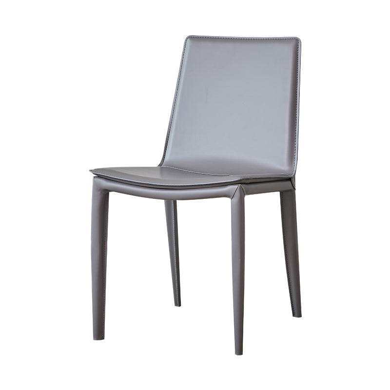 Metal Modern Indoor Side Chair Solid Back Dining Chair with 4Legs