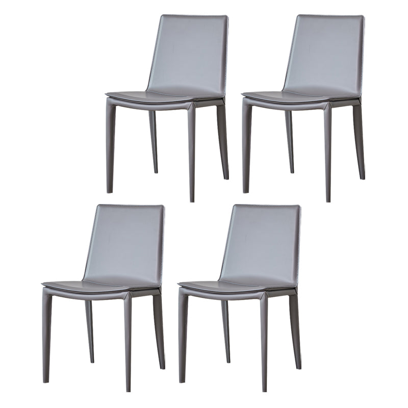 Metal Modern Indoor Side Chair Solid Back Dining Chair with 4Legs