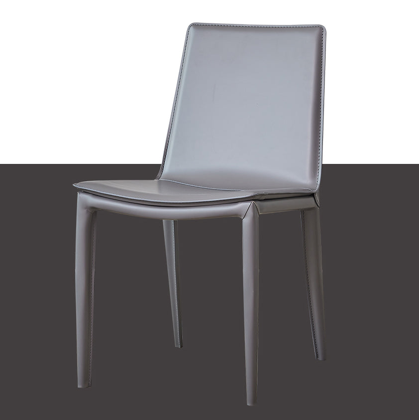 Metal Modern Indoor Side Chair Solid Back Dining Chair with 4Legs