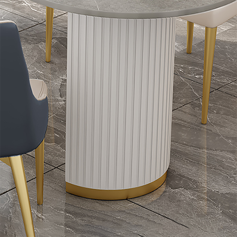 Oval White Office Desk Glam Pedestal Marble Home Writing Desk