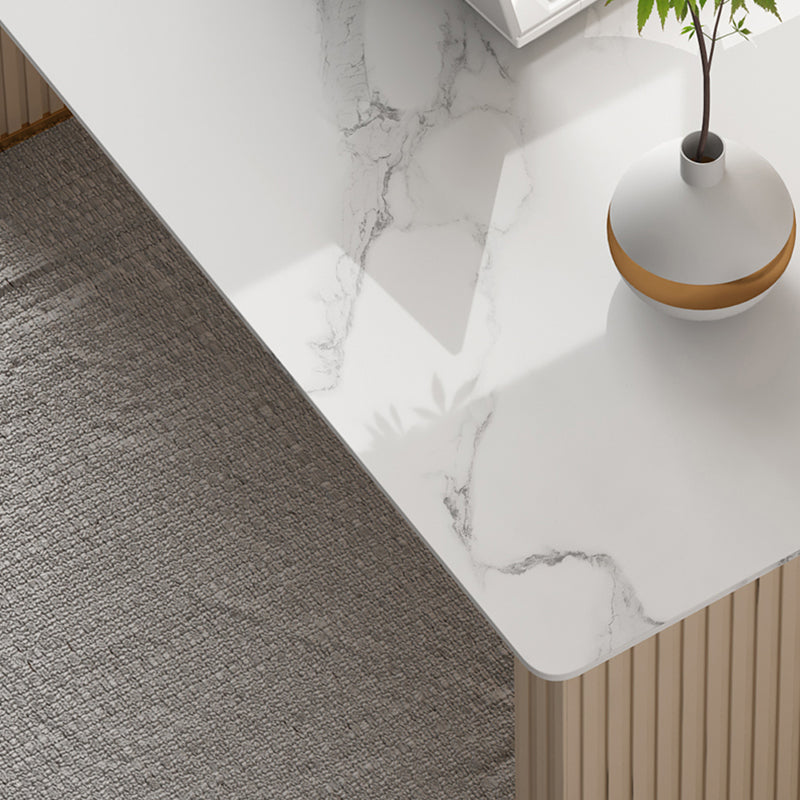 23.6" Wide Writing Desk Beige Pedestal Glam Office Desk for Home