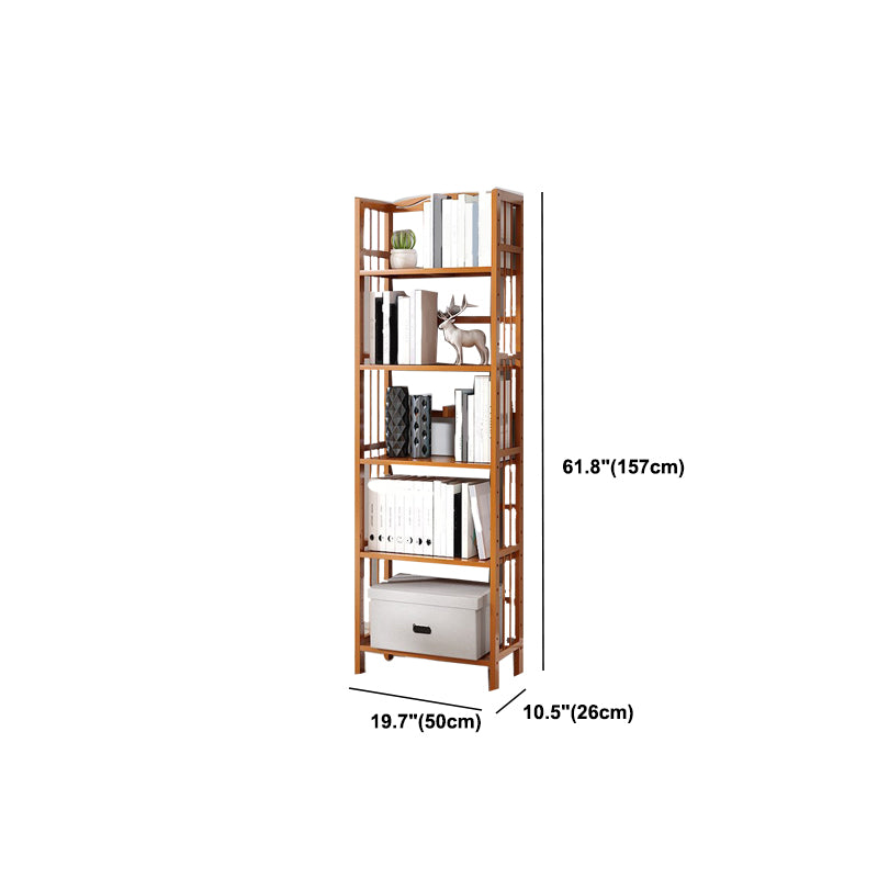 Modern Vertical Bamboo Shelf Etagere Espresso Shelf Bookcase for Bedroom