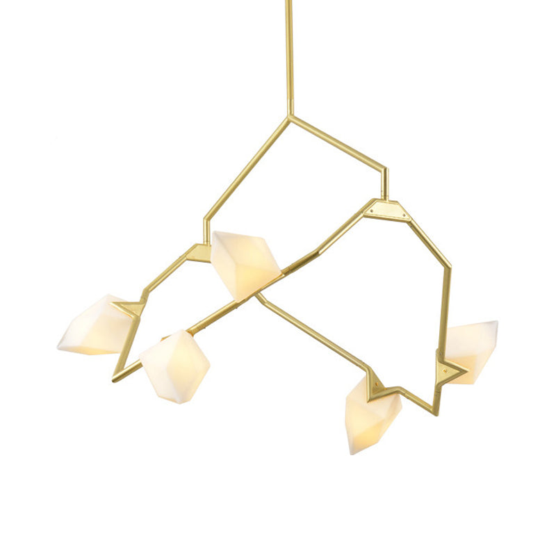 5/8 Lichter Esszimmer Kronleuchterlampe mit verzweigtem Design Kunststoff Schatten moderner Stil Schwarz/Gold Deckenbeleuchtung