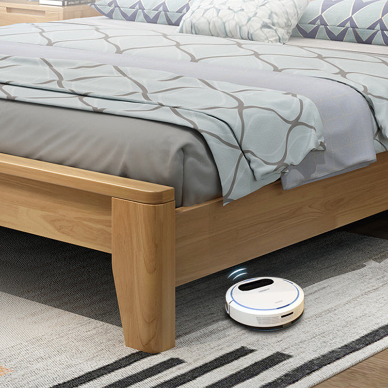 Scandinavian Pine Wood Panel Rectangular with Headboard Bed Frame