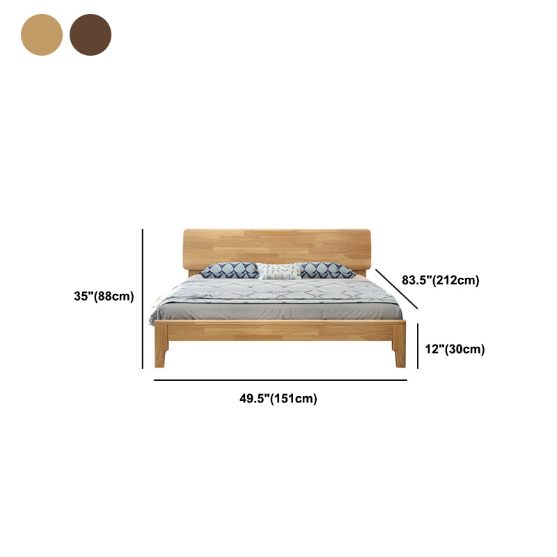 Scandinavian Pine Wood Panel Rectangular with Headboard Bed Frame
