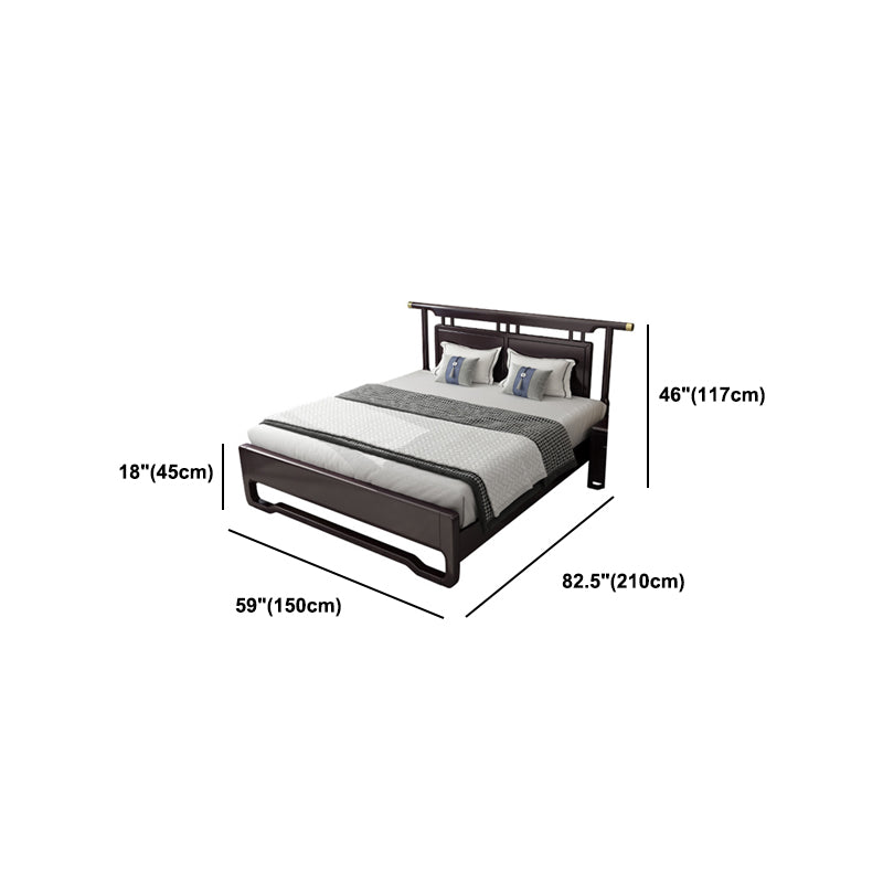 84.65 inch Wide Traditional Bed Frame Rubberwood Bed with Headboard